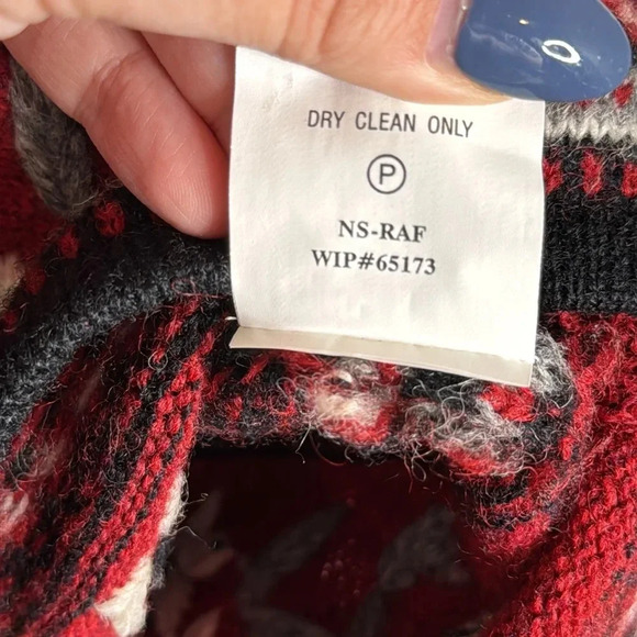 Woolrich Thick Knit Wool Ruby Cardigan Fair Isle Size Large Silver Clasp - Picture 6 of 7